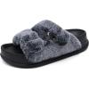 imageKuaiLu Womens Fluff Slippers Plantar Fasciitis Arch Support Platform Slippers Ladies Fashion Open Toe Faux Fur Sliders Womens House Slipper Size 612Trendy Black