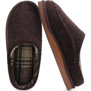 imageKuaiLu Mens Clog Slippers with Arch Support Suede Faux Fur Memory Foam Warm House Shoes Comfortable Slipon Mans Bedroom Indoor Outdoor Slippers Rubber Sole Size 716Felt Brown