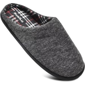 imageKuaiLu MensComfortMoccasinSliponSuedeHouseSlippersMemory FoamCasualLoafersShoes with Arch SupportBlackfur