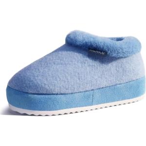 imageKuaiLu Womens House Platform Slippers Cozy Fuzzy Plush Knit Slipper Ladies Warm Fur Lined Winter Slip On Home Bedroom Thick Cushion Shoes Indoor Outdoor Hard SoleLight Blue