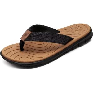 imageKuaiLu Womens NonSlip Casual Arch Support Flip Flops Comfortable Summer Beach Thong SandalsKhaki Black