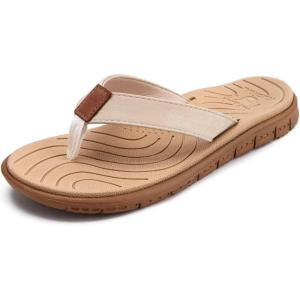 imageKuaiLu Womens NonSlip Casual Arch Support Flip Flops Comfortable Summer Beach Thong SandalsNude