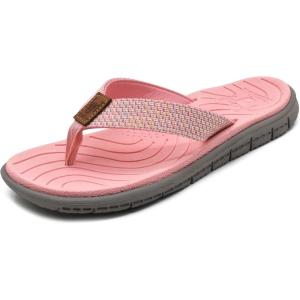 imageKuaiLu Womens NonSlip Casual Arch Support Flip Flops Comfortable Summer Beach Thong SandalsPink