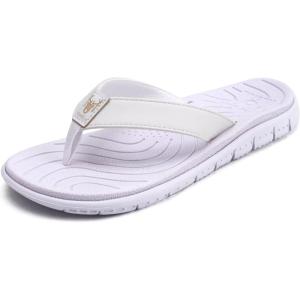 imageKuaiLu Womens NonSlip Casual Arch Support Flip Flops Comfortable Summer Beach Thong SandalsWhite
