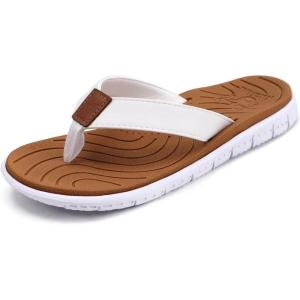 imageKuaiLu Womens NonSlip Casual Arch Support Flip Flops Comfortable Summer Beach Thong SandalsWhite Khaki