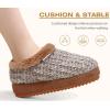 imageKUAILU Womens House Platform Slippers Cozy Fuzzy Plush Knit Arch Support Orthotic Plantar Fasciitis Bedroom Bootie Warm Memory Foam Fur Lined Winter Thick Cushion Indoor Outdoor Hard Sole Khaki Size 9