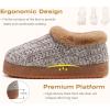imageKUAILU Womens House Platform Slippers Cozy Fuzzy Plush Knit Arch Support Orthotic Plantar Fasciitis Bedroom Bootie Warm Memory Foam Fur Lined Winter Thick Cushion Indoor Outdoor Hard Sole Khaki Size 9
