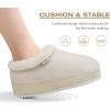 imageKuaiLu House Platform Slippers for Women Cozy Fuzzy Plush Felt Slipper Ladies Warm Fur Lined Winter Slip On Home Thick Cushion Shoes Indoor Outdoor Hard SoleWhite