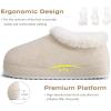 imageKuaiLu House Platform Slippers for Women Cozy Fuzzy Plush Felt Slipper Ladies Warm Fur Lined Winter Slip On Home Thick Cushion Shoes Indoor Outdoor Hard SoleWhite