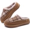 imageKuaiLu Mens Clog Slippers with Comfy Memory Foam Slippers Warm Faux Fur Slip onBeige Plaidchoose One Size Down