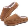 imageKuaiLu Mens Clog Slippers with Comfy Memory Foam Slippers Warm Faux Fur Slip onKhakichoose One Size Down