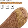 imageKuaiLu Womens Clog Slippers with Comfy Arch Support Orthotic Plantar Fasciitis Memory Foam Ladies Slippers for Women Winter Warm Fluff Faux Slip on Felt Houes Shoes Hard Rubber Sole Khaki size 8