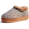 imageKUAILU Womens House Platform Slippers Cozy Fuzzy Plush Knit Arch Support Orthotic Plantar Fasciitis Bedroom Bootie Warm Memory Foam Fur Lined Winter Thick Cushion Indoor Outdoor Hard Sole Khaki Size 9