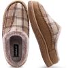imageKuaiLu Mens Clog Slippers with Comfy Memory Foam Slippers Warm Faux Fur Slip onBeige Plaidchoose One Size Down