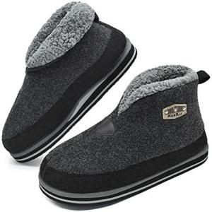 imageKuaiLu Slipper Boots for Men with Memory FoamOrthopedic Supportive Mens Booties Slippers Closed Toe Warm House Shoes Winter Plush Fleece Lining Rubber SoleGrey Size 85