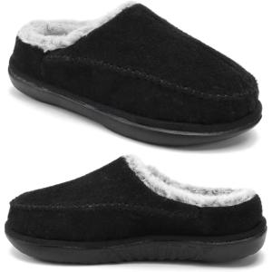 imageKuaiLu Womens Clog Slippers with Comfy Arch Support Orthotic Plantar Fasciitis Memory Foam Ladies Slippers Warm Faux Fur Slip on Houes ShoesBlackchoose One Size Up