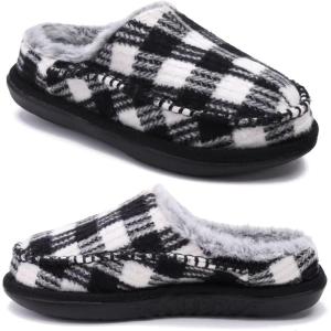 imageKuaiLu Womens Clog Slippers with Comfy Memory FoamBlack Plaidchoose One Size Up