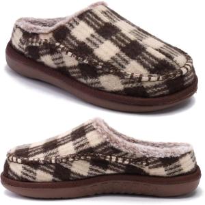 imageKuaiLu Womens Clog Slippers with Comfy Memory FoamBrown Plaidchoose One Size Up