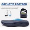 imageKuaiLu Mens Orthotic Sandals Athletic Thick Cushion Recovery Sport Slides Adjustable Strap Open Toe Walking Sandles With Comfortable Plantar Fasciitis Arch SupportNavy