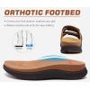 imageKuaiLu Mens Orthotic Sandals Athletic Thick Cushion Recovery Sport Slides Adjustable Strap Open Toe Walking Sandles With Comfortable Plantar Fasciitis Arch SupportKhaki