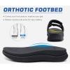 imageKuaiLu Mens Orthotic Sandals Athletic Thick Cushion Recovery Sport Slides Adjustable Strap Open Toe Walking Sandles With Comfortable Plantar Fasciitis Arch SupportBlack
