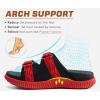 imageKuaiLu Mens Orthotic Sandals Athletic Thick Cushion Recovery Sport Slides Adjustable Strap Open Toe Walking Sandles With Comfortable Plantar Fasciitis Arch SupportRed Black