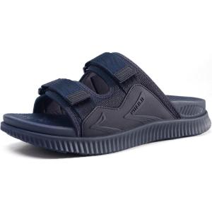 imageKuaiLu Mens Orthotic Sandals Athletic Thick Cushion Recovery Sport Slides Adjustable Strap Open Toe Walking Sandles With Comfortable Plantar Fasciitis Arch SupportNavy