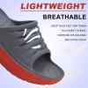 imageKuaiLu Mens Recovery Sandals Orthotic Thick Cushion Open Toe Sport Slides Reduces Stress on Feet With Comfortable Plantar Fasciitis Joints ampamp Back PostExerciseGrey Red