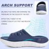 imageKuaiLu Mens Recovery Sandals Orthotic Thick Cushion Open Toe Sport Slides Reduces Stress on Feet With Comfortable Plantar Fasciitis Joints ampamp Back PostExerciseBlue White