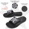 imageKuaiLu Mens Slides Soft Cushion Sport Sandals with Plantar Fasciitis Arch Support Adjustable Open Toe Summer Slippers Slip on Indoor Outdoor Size 715Black