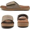 imageKuaiLu Mens Slides Soft Cushion Sport Sandals with Plantar Fasciitis Arch Support Adjustable Open Toe Summer Slippers Slip on Indoor Outdoor Size 715Chestnut