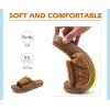 imageKuaiLu Mens Slides Soft Cushion Sport Sandals with Plantar Fasciitis Arch Support Adjustable Open Toe Summer Slippers Slip on Indoor Outdoor Size 715Fur Khaki