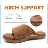 imageKuaiLu Mens Slides Soft Cushion Sport Sandals with Plantar Fasciitis Arch Support Adjustable Open Toe Summer Slippers Slip on Indoor Outdoor Size 715Fur Khaki