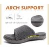 imageKuaiLu Mens Slides Soft Cushion Sport Sandals with Plantar Fasciitis Arch Support Adjustable Open Toe Summer Slippers Slip on Indoor Outdoor Size 715Fur Grey
