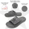 imageKuaiLu Mens Slides Soft Cushion Sport Sandals with Plantar Fasciitis Arch Support Adjustable Open Toe Summer Slippers Slip on Indoor Outdoor Size 715Grey