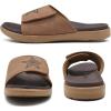 imageKuaiLu Mens Slides Soft Cushion Sport Sandals with Plantar Fasciitis Arch Support Adjustable Open Toe Summer Slippers Slip on Indoor Outdoor Size 715Khaki Brown