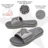 imageKuaiLu Mens Slides Soft Cushion Sport Sandals with Plantar Fasciitis Arch Support Adjustable Open Toe Summer Slippers Slip on Indoor Outdoor Size 715Ligtht Grey