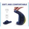 imageKuaiLu Mens Slides Soft Cushion Sport Sandals with Plantar Fasciitis Arch Support Adjustable Open Toe Summer Slippers Slip on Indoor Outdoor Size 715Plush Blue