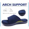 imageKuaiLu Mens Slides Soft Cushion Sport Sandals with Plantar Fasciitis Arch Support Adjustable Open Toe Summer Slippers Slip on Indoor Outdoor Size 715Plush Blue
