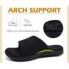 imageKuaiLu Mens Slides Soft Cushion Sport Sandals with Plantar Fasciitis Arch Support Adjustable Open Toe Summer Slippers Slip on Indoor Outdoor Size 715Plush Black