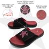 imageKuaiLu Mens Slides Soft Cushion Sport Sandals with Plantar Fasciitis Arch Support Adjustable Open Toe Summer Slippers Slip on Indoor Outdoor Size 715Red Black