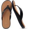 imageKuaiLu Womens Flip Flops Ladies Yoga Mat Comfortable Walking Thong Sandals With Plantar Fasciitis Arch Support Slip On Indoor Outdoor For SummerKhaki Black