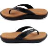 imageKuaiLu Womens Flip Flops Ladies Yoga Mat Comfortable Walking Thong Sandals With Plantar Fasciitis Arch Support Slip On Indoor Outdoor For SummerKhaki Black