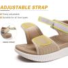 imageKuaiLu Womens Orthopedic Walking Sandals Ladies Recovery Sport Thick Athletic Cushion Outdoor Hiking Water Sandles Adjustable Strap Sandals with Comfortable Plantar Fasciitis Arch SupportBeige
