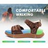 imageKuaiLu Womens Orthopedic Walking Sandals Ladies Recovery Sport Thick Athletic Cushion Outdoor Hiking Water Sandles Adjustable Strap Sandals with Comfortable Plantar Fasciitis Arch SupportBrown