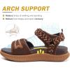 imageKuaiLu Womens Orthopedic Walking Sandals Ladies Recovery Sport Thick Athletic Cushion Outdoor Hiking Water Sandles Adjustable Strap Sandals with Comfortable Plantar Fasciitis Arch SupportBrown
