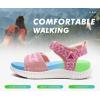 imageKuaiLu Womens Orthopedic Walking Sandals Ladies Recovery Sport Thick Athletic Cushion Outdoor Hiking Water Sandles Adjustable Strap Sandals with Comfortable Plantar Fasciitis Arch SupportPink