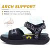 imageKuaiLu Womens Orthopedic Walking Sandals Ladies Recovery Sport Thick Athletic Cushion Outdoor Hiking Water Sandles Adjustable Strap Sandals with Comfortable Plantar Fasciitis Arch SupportBlack