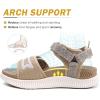 imageKuaiLu Womens Orthopedic Walking Sandals Ladies Recovery Sport Thick Athletic Cushion Outdoor Hiking Water Sandles Adjustable Strap Sandals with Comfortable Plantar Fasciitis Arch SupportBeige