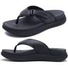 imageKuaiLu Mens Orthotic Flip Flops Mens Recovery Walking Sandals Adjustable Thick Athletic Cushion Sport Slides for Man Water Resistant ampamp Lightweight Soft Comfort Fit ampamp Arch SupportBlack